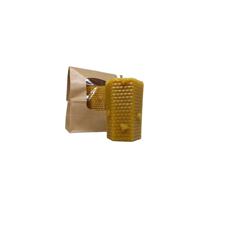 Bougie "La tour d'alvéoles" 100% cire bio de nos abeilles!!